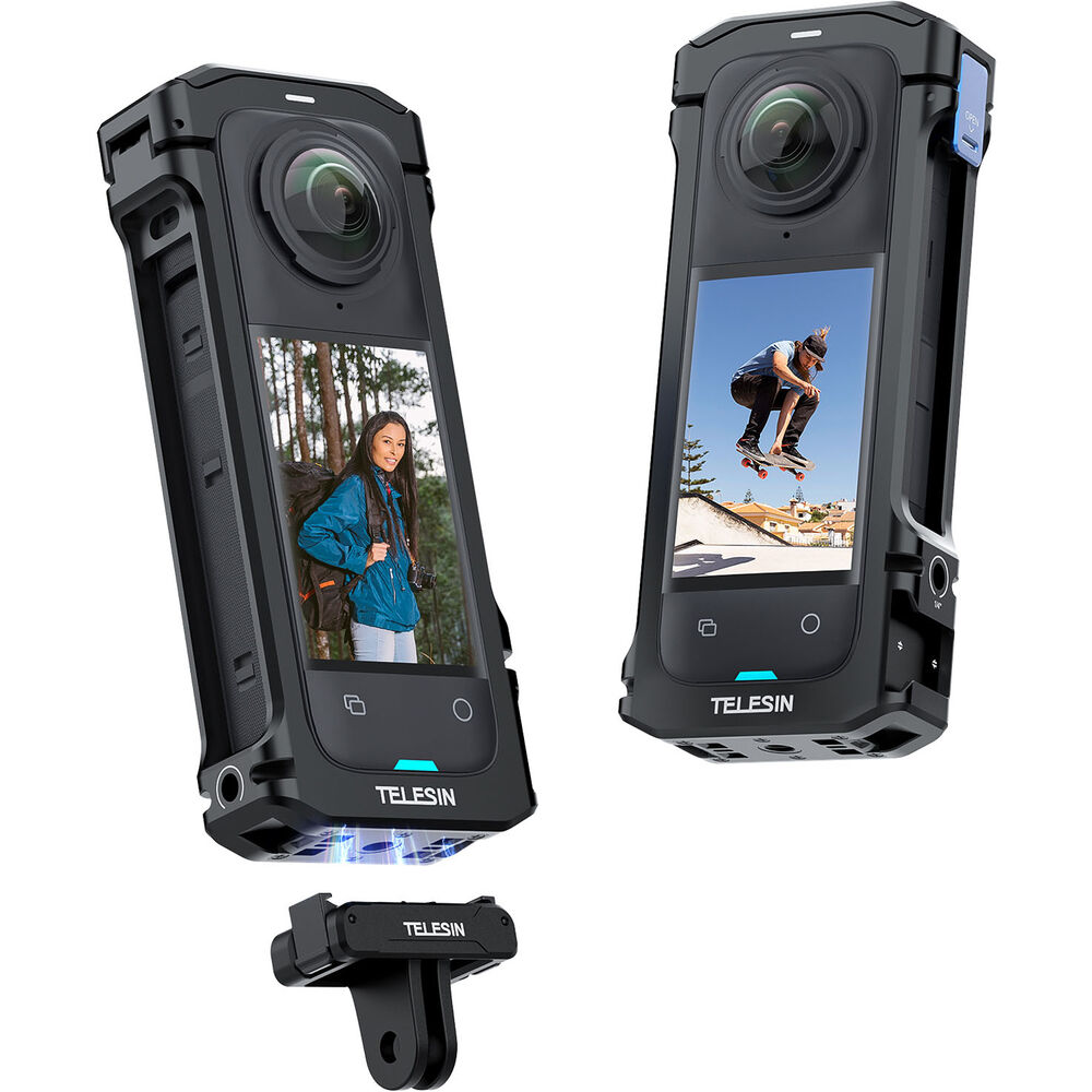 TELESIN Full Metal Aluminum Alloy Expansion Cage for Insta360 X4 Action Camera