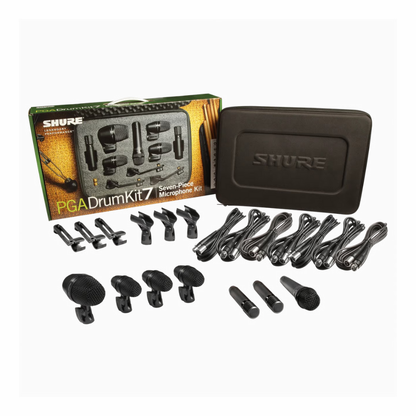 Shure 7-Piece PGA Drum Microphone Kit for Kick, Snare, Tom & Cymbals Professional Live & Studio Recording Mic Set Music Instruments with XLR Cables & Carrying Case | PGADRUMKIT7