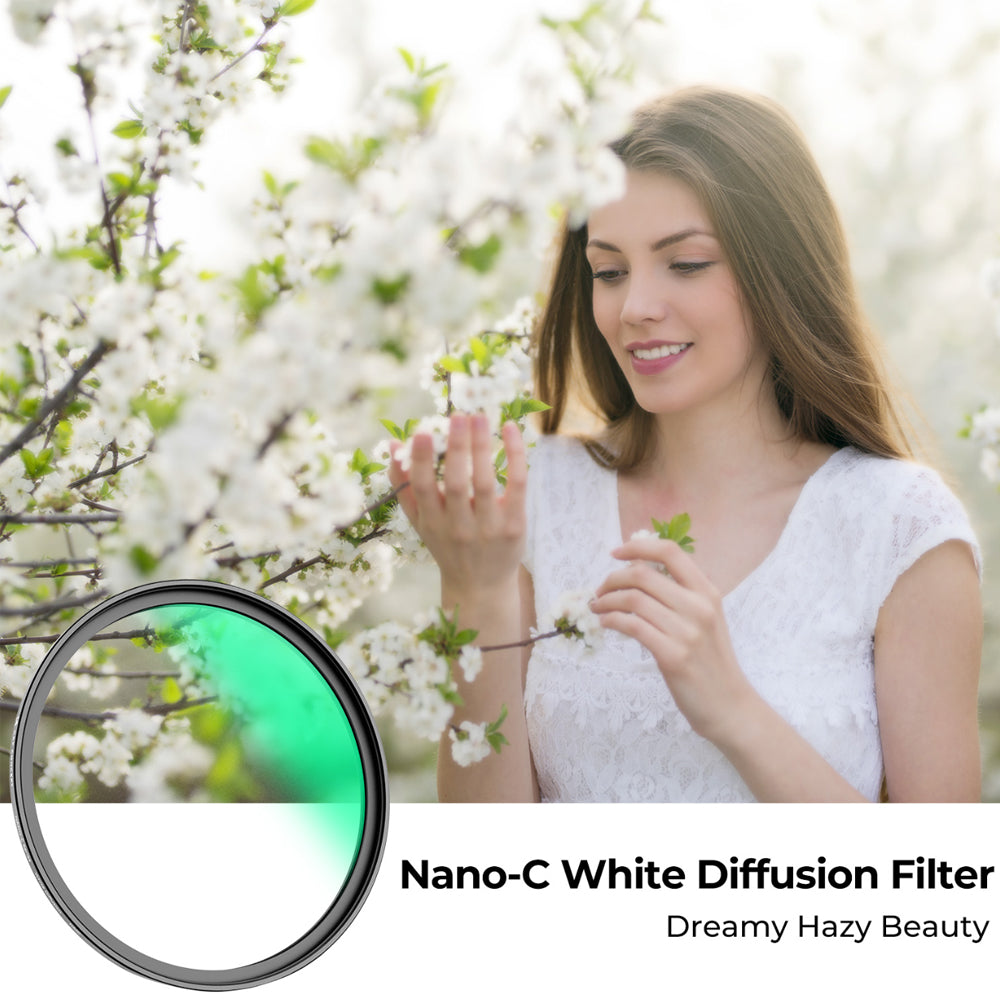 K&F Concept Nano-C Series White Mist Effect Diffusion Lens Filter with Multi-Coated Optical Glass and Ultra-Thin Aluminum Metal Frame for Mirrorless and DSLR Camera Photography - 49mm, 52mm, 55mm, 58mm, 62mm, 67mm, 72mm, 77mm