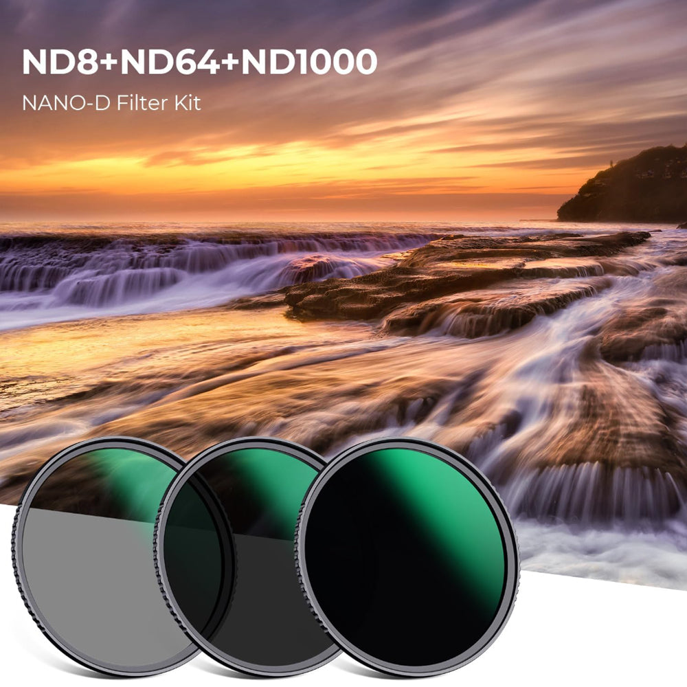 K&F Concept Nano-D ND8 ND64 ND1000 Neutral Density Camera Lens Filter Kit with 3/4/10 Stops Optical Glass Waterproof, Scratch-Resistant and Reflection Reduction