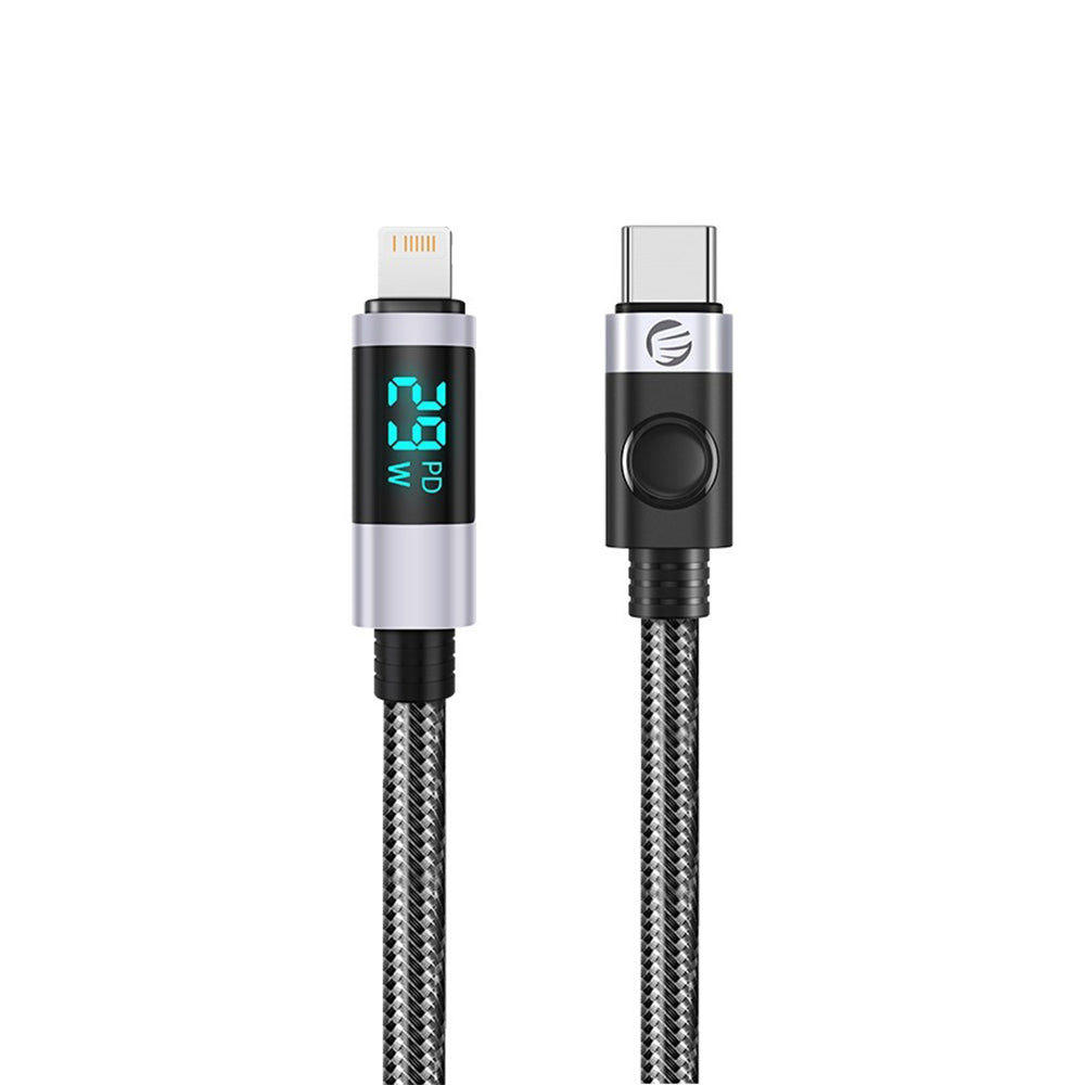 [CLEARANCE] ORICO 2 Meters LDC2L Series USB Type-C Male to Lightning Male Data and Charging Nylon Braided Cable with PD 29W, 480Mbps Transfer Rate with LED Display and E Marker Chip for Smartphone - Black
