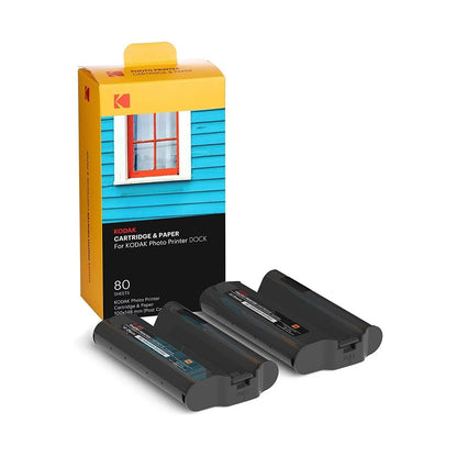KODAK 4 x 6" Prints (80 Sheets) Film Cartridge Refill + Photo Paper for Dock / Dock Plus Photo Printer with 4PASS Print Technology for Instant Cameras - PHC-80