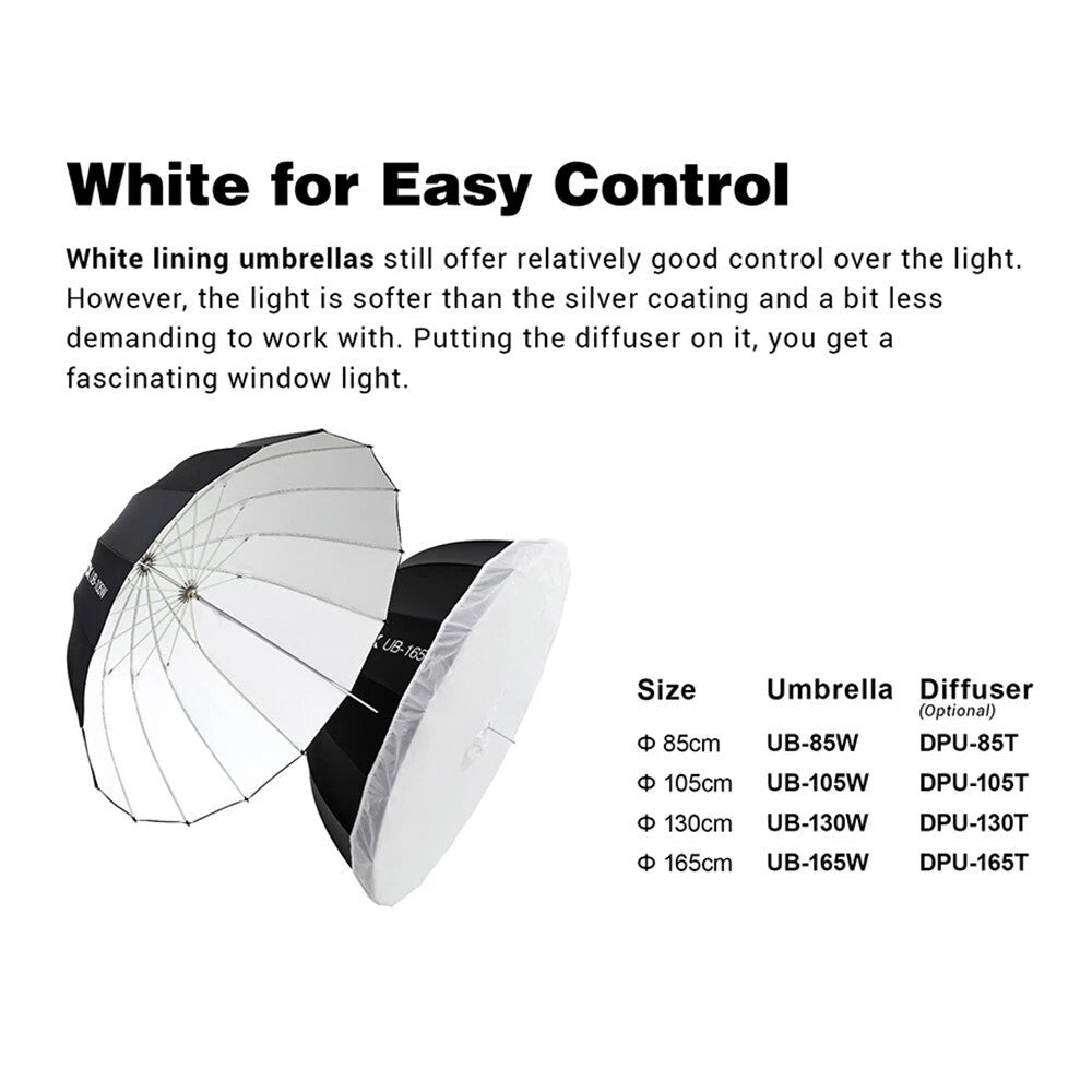 Godox Light Diffuser for Parabolic Umbrella (165/130/105/85CM) Photography Lighting Studio and Equipment