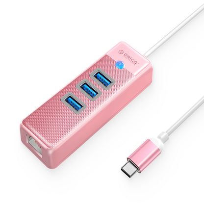 [CLEARANCE] ORICO 4 Port USB 3.0 Type C Data Hub with 5Gbps USB-C 3.0 Input, 2.5Gbps Ethernet, 5Gbps USB-A 3.0 Output for Windows 8/10, macOS, Linux | PW3UR25-C3-015