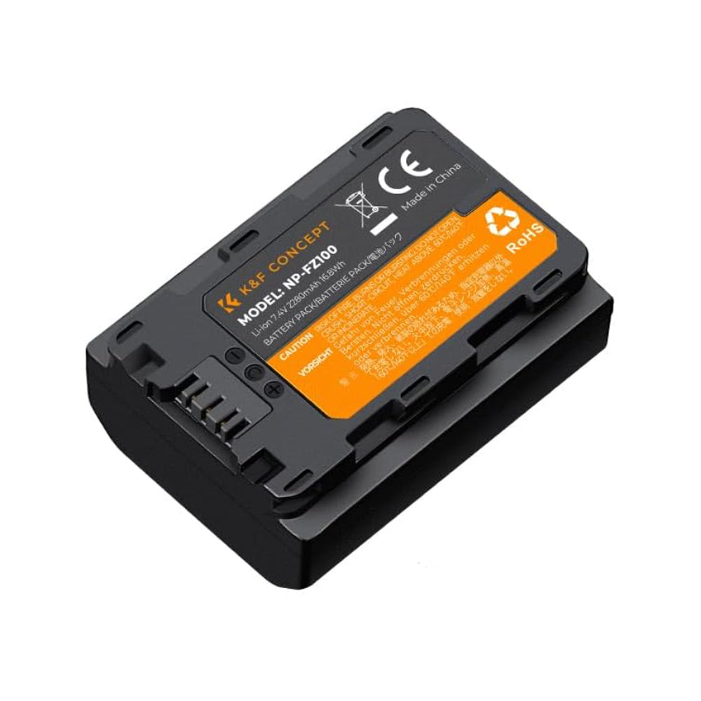 K&F Concept NP-FZ100 Replacement Camera Battery 7.4V 2280mAh & USB Dual Slot Battery Charger Kit for Sony Alpha a7 III, a7R III, A9, a6600, a7R IV, a9 II, a9R, a9S, etc.