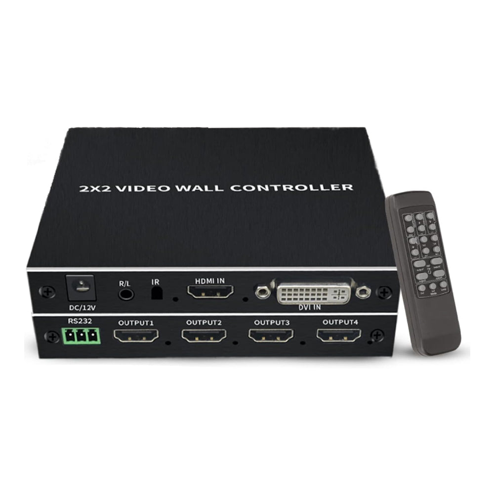 ArgoX 1080p FHD / 4K UHD HDMI 2x2 Video Wall Controller Multi Screen Splicer Processor with HDMI/DVI Input, 4 HDMI Output, IR Remote, RS232 Control, Equalized Multiple Splicing, and Anti-static Technology | HDVW04 HDVW06