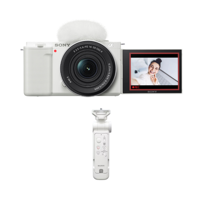 Sony ZV-E10 Mirrorless Vlog Camera w/ 16-50mm F3.5-5.6 OSS II Lens & GP-VPT3 Wireless Shooting Grip
