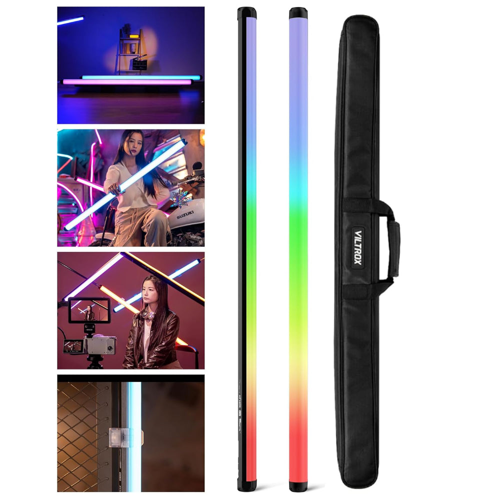 Viltrox K90 30W RGB Magnetic Handheld 38" Dual LED Light Stick Kit 2.4GHz Wireless, 2500K~8500K CCT Range, 3300mAh Battery with 26 Light Effect Presets, Onboard / App / Remote Controls for Studio and Lighting Equipment