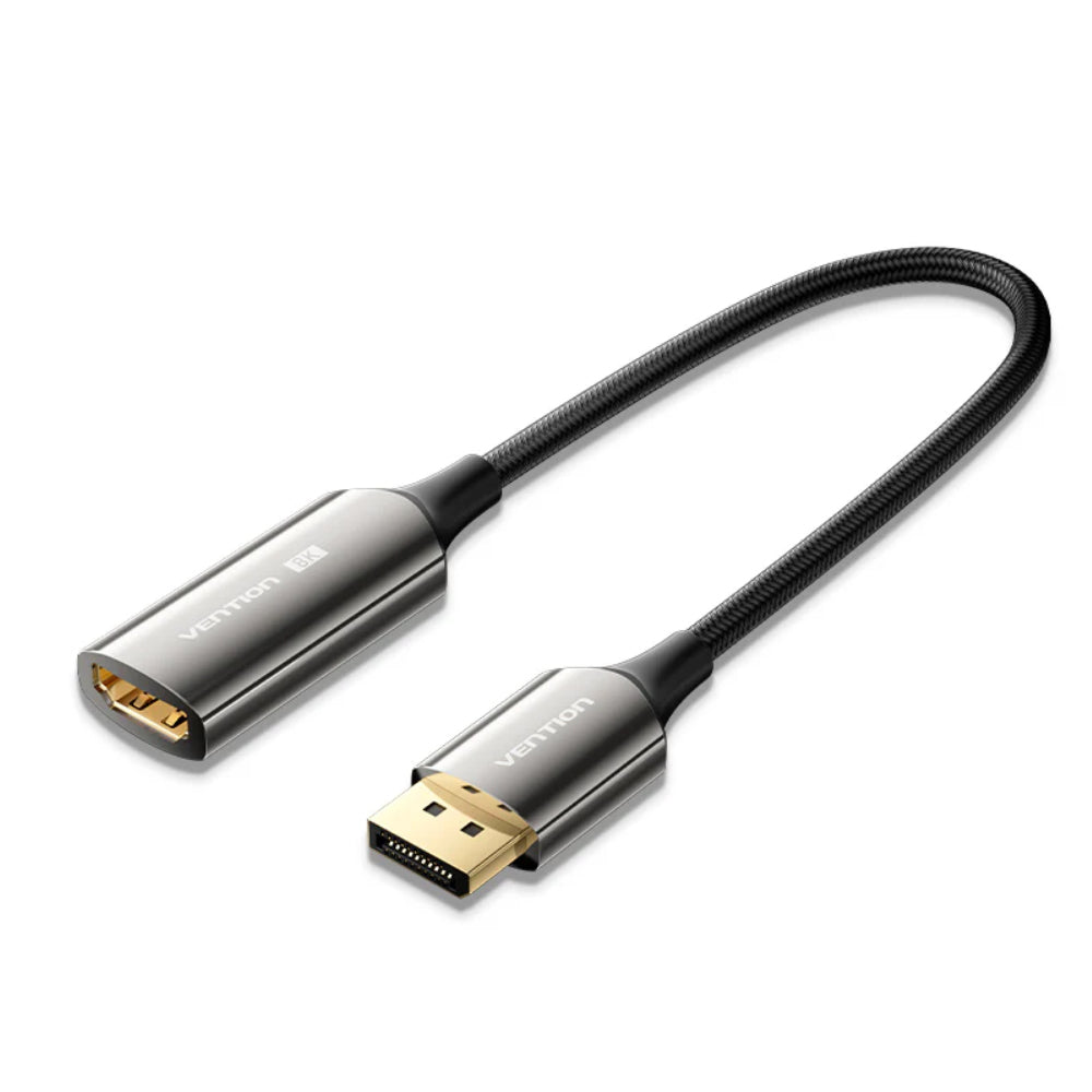 Vention 8K HDR DP Male to Female HDMI Video Converter with Cotton Braided Cable and Gold Plated Connectors for Desktop Computer Laptop PC to Smart TV Display Monitor Projector