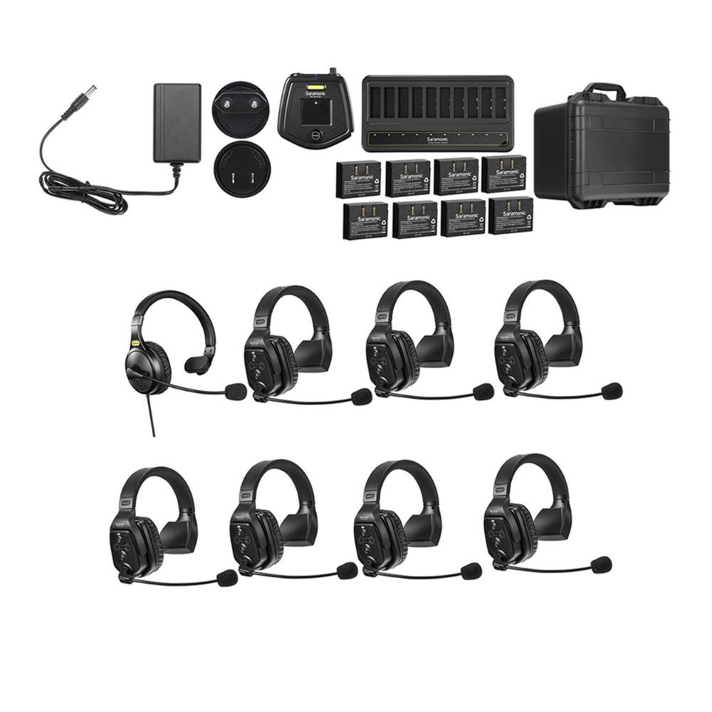 Saramonic WiTalk WT8S Wireless 8 Person Audio FDX Full Duplex Audio Intercom System 1 Master 7 Remotes Headset with Max 1312ft (400m) Wireless Range