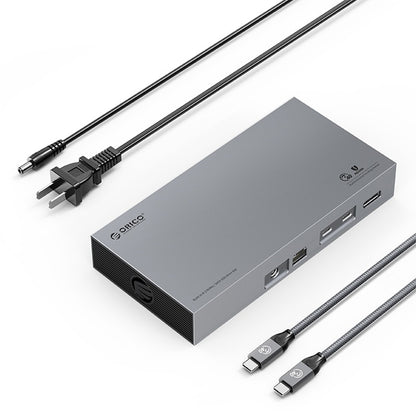 ORICO 11-in-1 Thunderbolt 3 40Gbps Type-C Docking Station with Dual-Bay M.2 NVMe SATA SSD Enclosure, DP 8K@30Hz Video Converter, RJ45 1000Mbps, USB-C/A Hub 10Gbps, PD 60W, 3.5mm Audio/Mic - Supports Windows & macOS PCs, Computers, Laptops