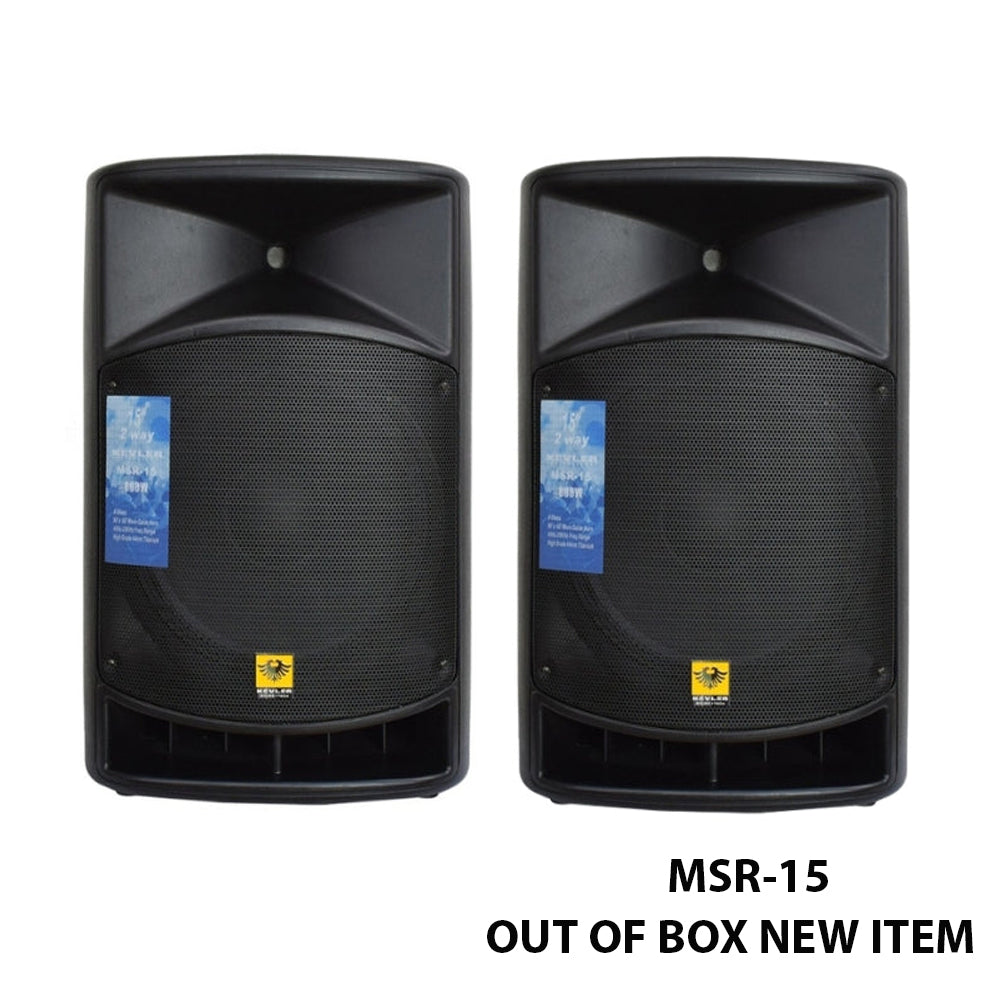 KEVLER MSR-15 15" 800W 2-Way Bass Reflex Full Range Passive Loud Speaker (PAIR) with Multiple Handles, Bottom Pole Mount, Multi Angle Enclosure and Easy Daisy-Chain Loop Connection