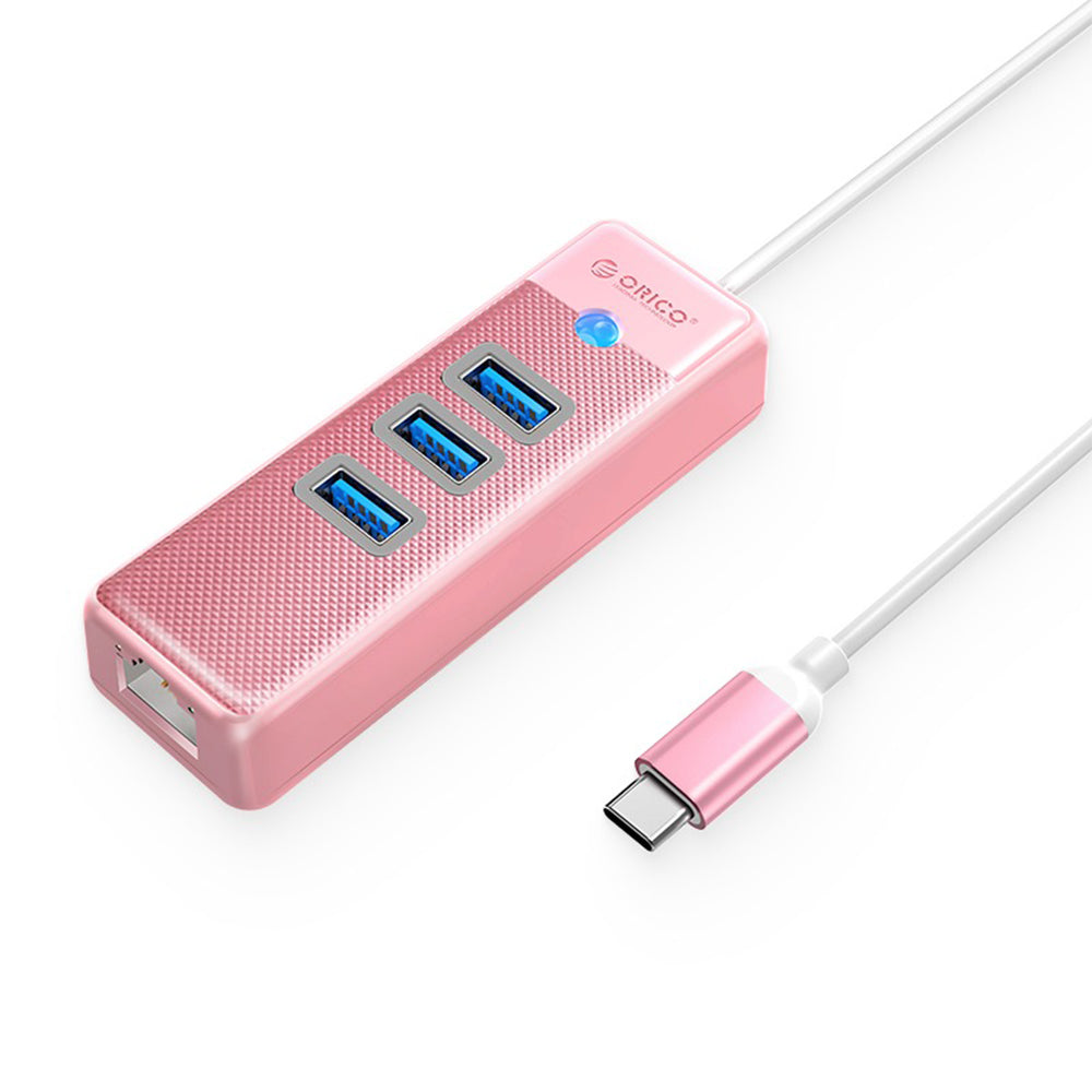 [CLEARANCE] ORICO 4 Port 0.5M USB Type-C Data Hub with 5Gbps Transfer Rate, USB-A 3.0 Inputs, 2.5G / 1000Mbps Internet Speed for Windows 8/10, macOS, Linux | PW3UR-C3