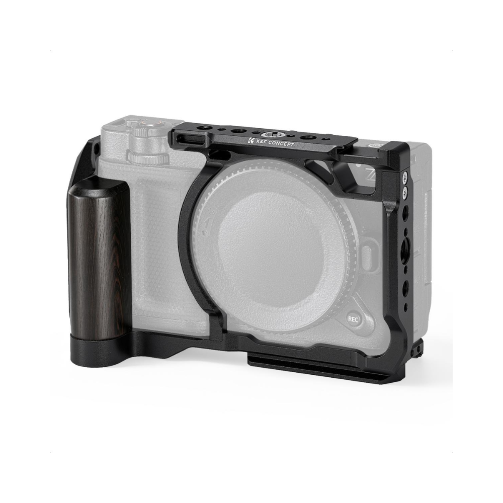 K&F Concept Camera Cage for Nikon ZR, CNC Aluminum Arca Base, Cold Shoe 1/4"-20 & 3/8"-16 Mounts