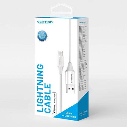 Vention USB 2.0 A Male to Lightning 2.4A Male Nickel 1.5 Meters Plated Data Charging Cable with 480Mbps Transmission Speed for Smartphones (White) LAFWG
