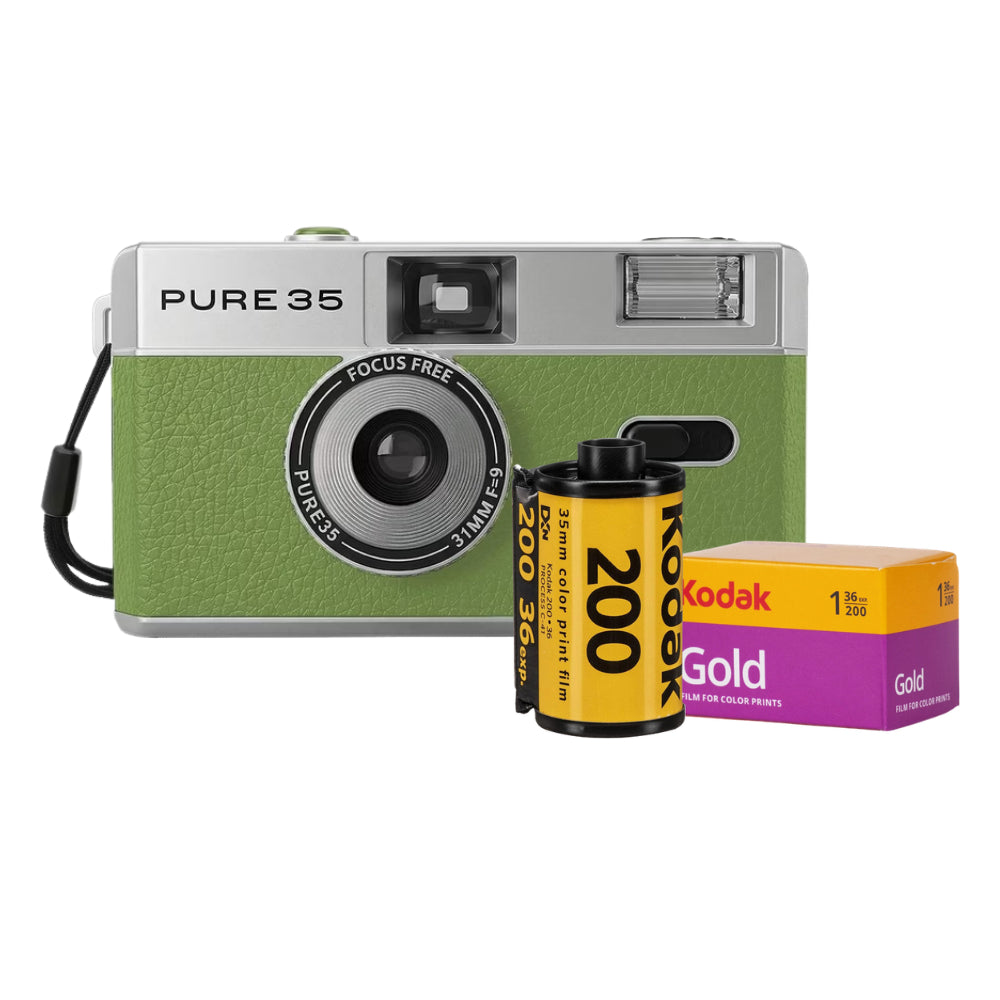 KODAK PURE35 Reloadable 35mm Point & Shoot Film Camera with Built-In Flash, Focus-Free Lens & Manual Film Winder