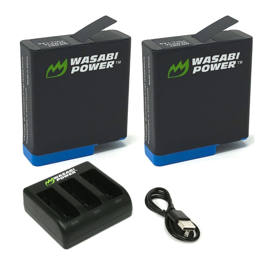 [CLEARANCE] Wasabi Power Battery for GoPro HERO8 and Triple Charger Compatible with HERO8 BLACK, HERO7 BLACK, HERO6, HERO5