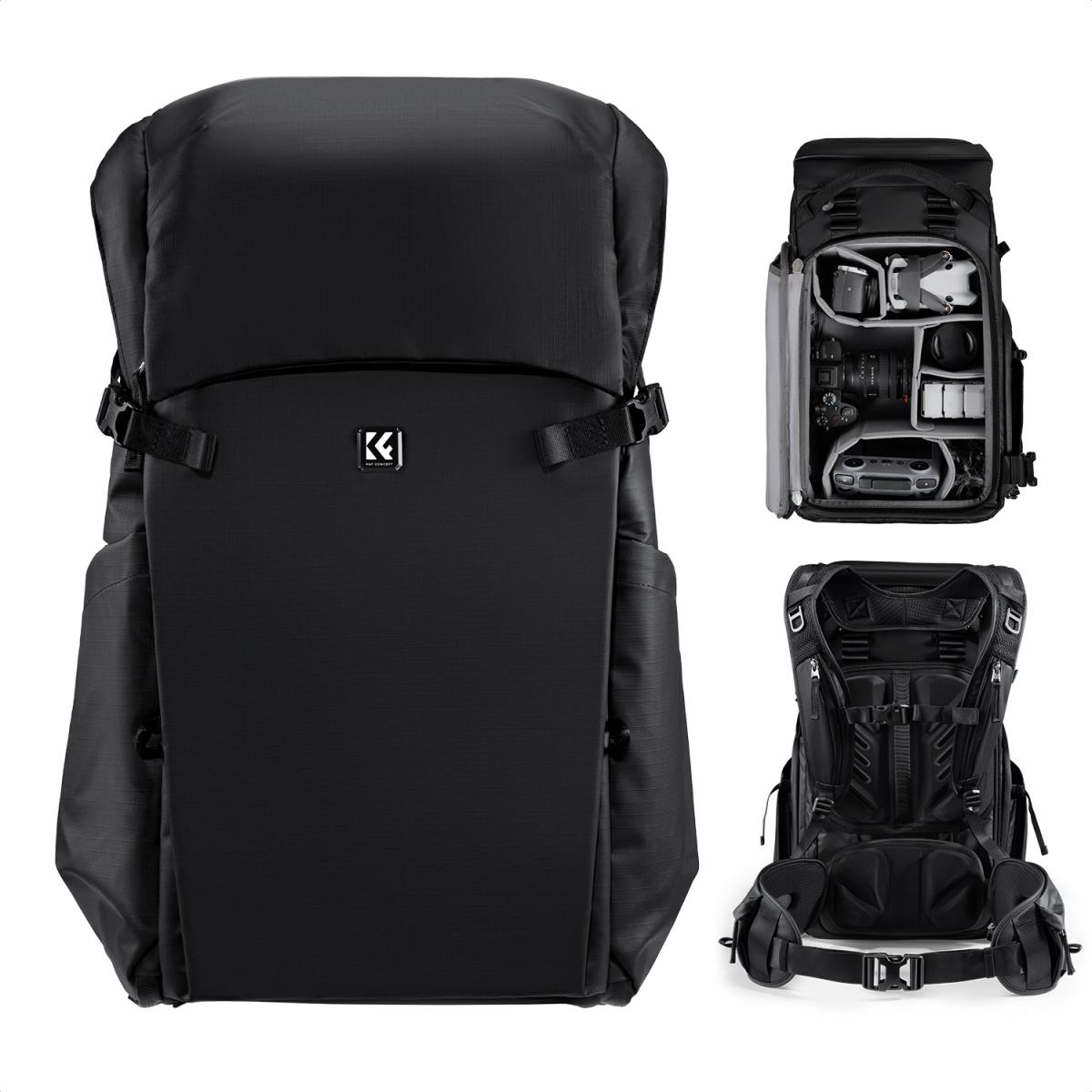 K&F Concept 30L Professional Camera Backpack with 15" Laptop Compartment, Removable Inner Pouch, Multiple Pockets, Adjustable Straps, Water-Resistant, Ergonomic Design for DSLR, Mirrorless Cameras, Drones, Lenses & Accessories