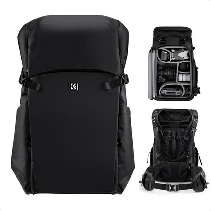 K&F Concept 30L Professional Camera Backpack with 15" Laptop Compartment, Removable Inner Pouch, Multiple Pockets, Adjustable Straps, Water-Resistant, Ergonomic Design for DSLR, Mirrorless Cameras, Drones, Lenses & Accessories