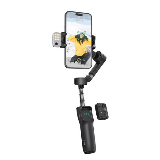 Hohem iSteady V3 Smartphone 3-Axis Gimbal Stabilizer with Magnetic AI Tracker, 3-Color Fill Light, Wireless Remote Control, 13hrs of Battery Life, Built-In Extension Stick and Tripod for Vlogging, Live Streaming, Video Content Creators