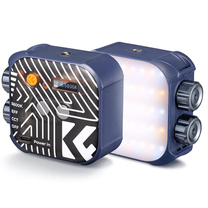 K&F Concept Bi-Color LED Portable Video Fill Light 2500K-9900K CRI 96+ with Built-In 2000mAh Rechargeable Battery & 15 Light Effects for Travel Photography Content Creation Vlogging Streaming Recording - Black