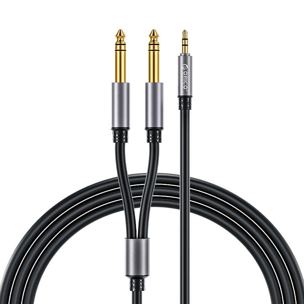 Orico 1.5M 5M AX2N TRS Series 3.5mm Jack Male to Dual 6.5mm Audio AUX Cable with Gold Plated Plugs for Smartphone Speakers and Other Audio Accessories | Blue, Orange, Black