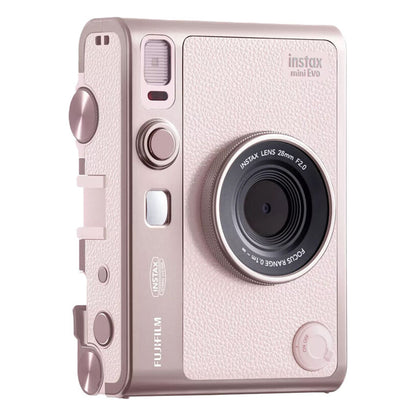FUJIFILM Instax Mini Evo Hybrid Instant Film Camera with Built-In Mini Instant Film Direct Printer, Save Printed Images, 10 Lens Effects & 10 Film Effects, Bluetooth 4.2 - Black, Brown, Gentle Rose