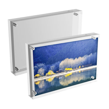 Pikxi 4R Clear Acrylic Magnetic Photo Frame 4x6 Inch, Double-Sided Picture Frame