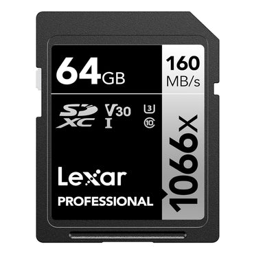 Lexar Professiol 64GB 128GB 256GB Silver Series 1066x SDXC UHS-I V30 U3 Class 10 Memory Card with 4K UHD Video Recording, Max 160MB/s Read Speed for Videography and Photography