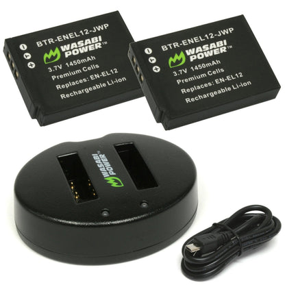 [CLEARANCE] Wasabi Power EN-EL12 Dual Battery USB Charger with Power Indicators for Select Nikon AW, Coolpix, Key Mission, P300 P310 P340, S31 S70 S610 S800c S9900s Digital Camera | LCH-DC-ENEL12