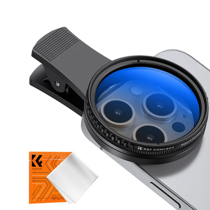 K&F Concept Nano-K 52mm VND ND2-ND400 Variable Neutral Density and CPL Circular Polarizer Clip-On Lens Filter for iPhone 15 14 13 12 11 Smartphone