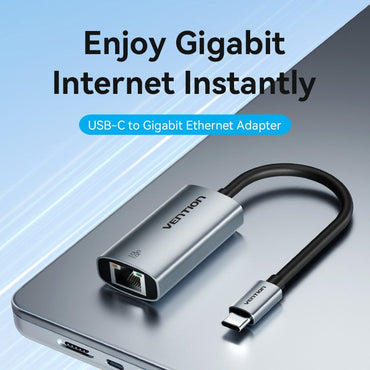 Vention USB Type-C to RJ45 Gigabit LAN Ethernet Adapter Female to Male Network Cable 1000Mbps Max Transmission, Universal Compatibility, LED Status Indicators and High Performance Chip for PC Desktop Laptop Smartphone | CFPHB