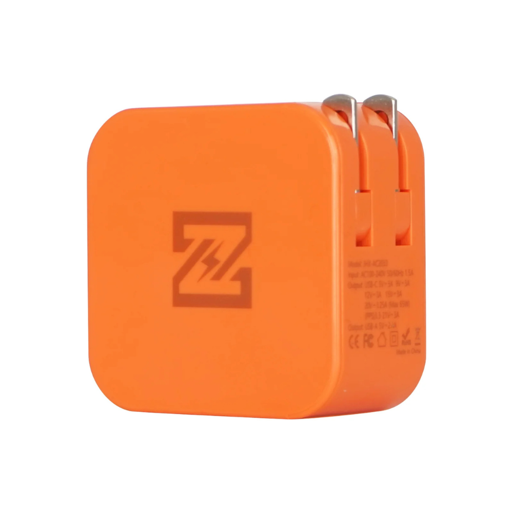 ZGCINE 65W USB-C PD Dual-Port Travel Adapter with GaN Fast Charging USB PD Ports, Foldable Prongs for ZGCINE V99 V160 V Mount Battery and Smartphones, Tablet, Laptop