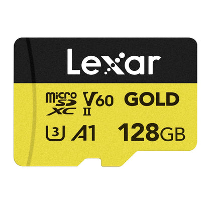 Lexar Professional 256GB 128GB Gold MicroSDXC SDXC UHS-II V60 A1 U3 Class 10 Micro SD Card with 4K UHD Video RAW Photo Shutter Burst Support, Max 280MB/s Read Speeds for Cameras and Android Devices