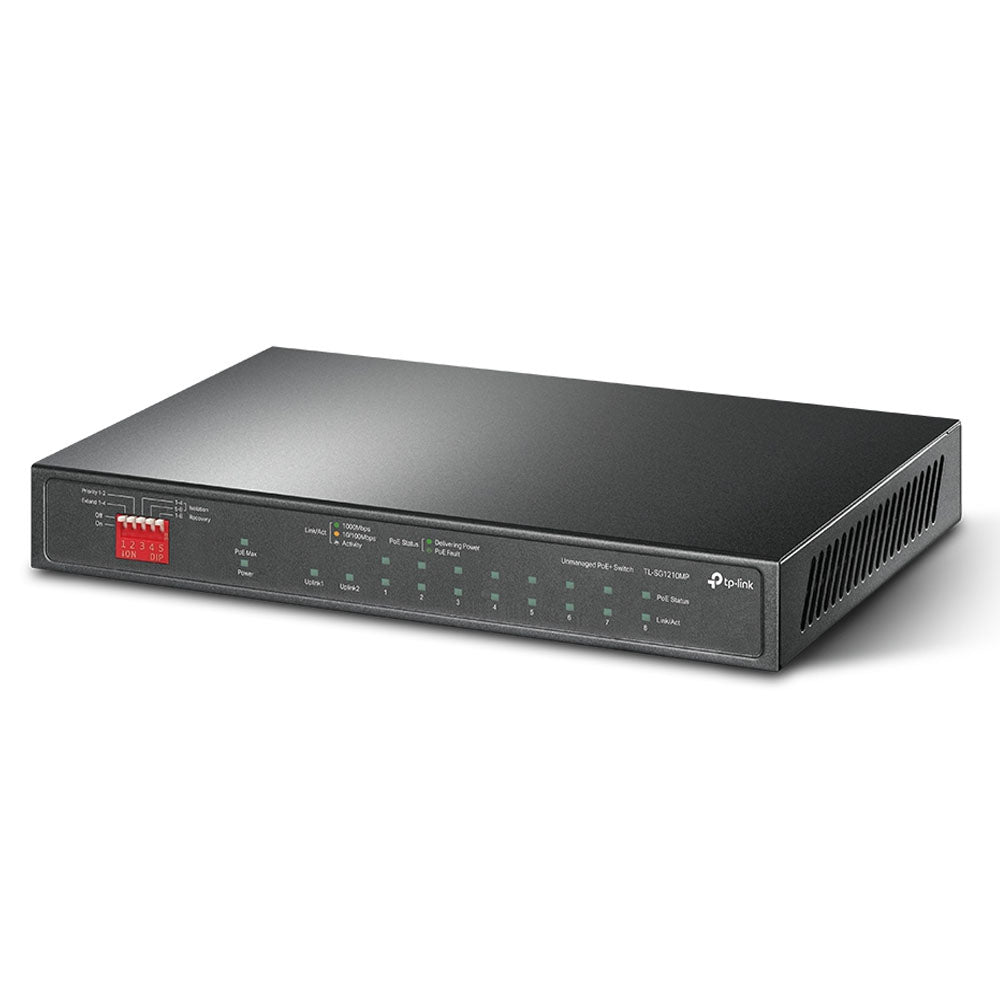 TP-Link 10 Port Gigabit Desktop Switch with 8 Port PoE+ 10/100/1000Mbps RJ45 Ethernet + SFP Slot Network Hub for IP Phone, Access Point, Router, IP CCTV Camera, NVR | TL-SG1210P, TL-SG1210PP