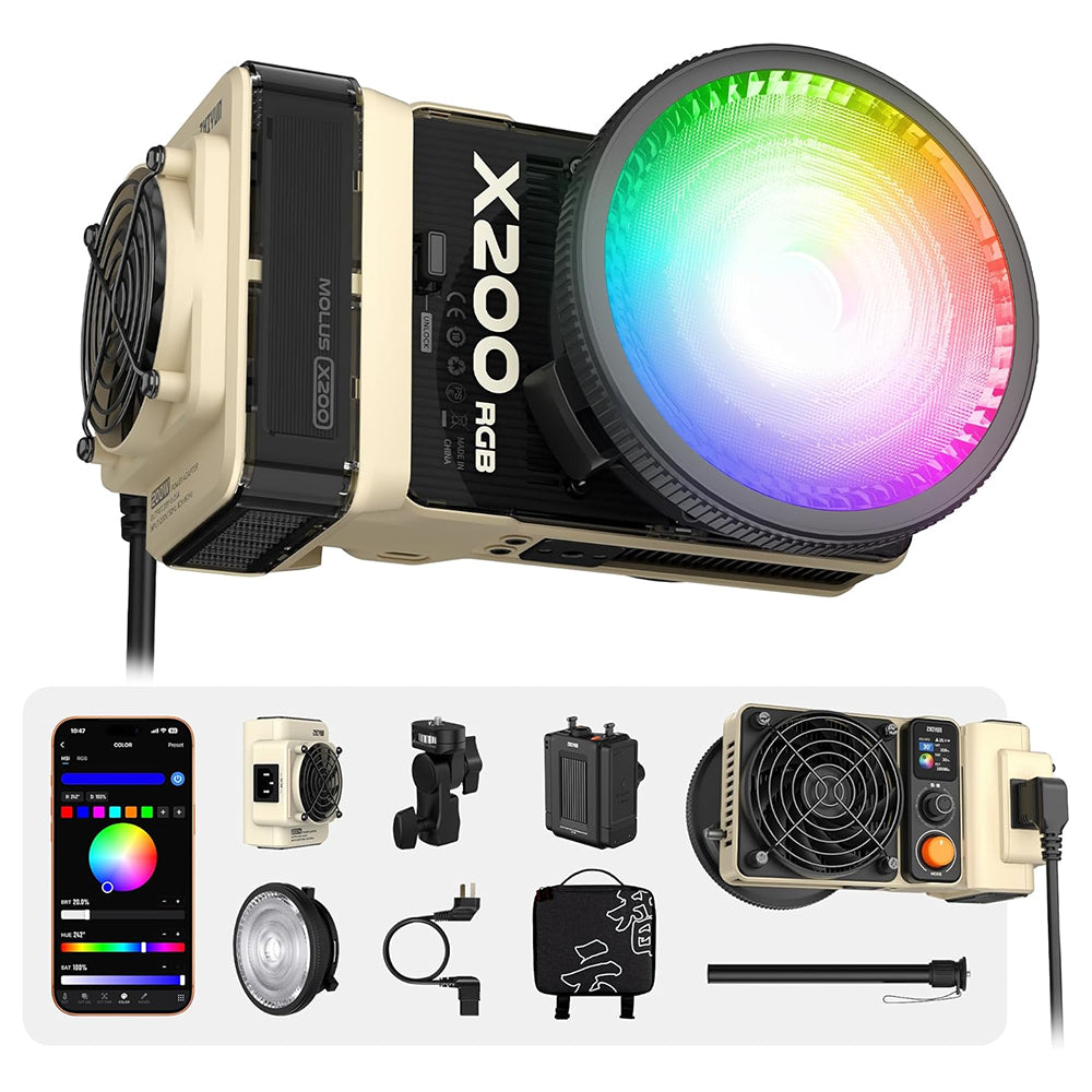 ZHIYUN Molus X200 200W Portable Bi-Color / RGB COB LED Video Light