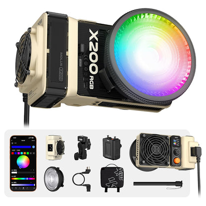 ZHIYUN Molus X200 200W Portable Bi-Color / RGB COB LED Video Light