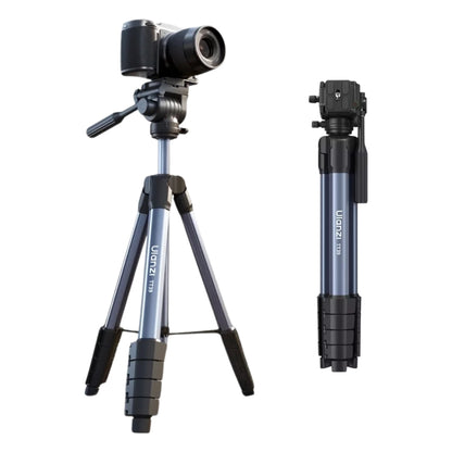 Ulanzi TT39 Aluminum Video Travel Tripod with 360° Panoramic Detachable Fluid Head, 1/4" Screw Mount, 3kg Max Load Capacity and Phone Holder Clamp with Cold Shoe for Photography, Vlogging, Livestreaming & Content Creation