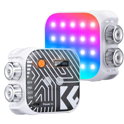 K&F Concept RGB LED Portable Video Fill Light 360° Full Color CRI 96+ with Built-In 2000mAh Rechargeable Battery & 15 Light Effects for Travel Photography Content Creation Vlogging Streaming Recording - Blue
