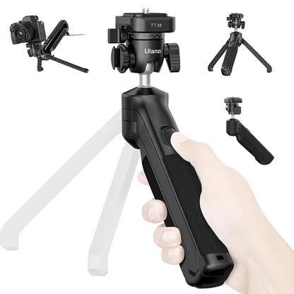 Ulanzi TT38 Camera Grip + Push Tripod with 360 / 180 Degree Ball Head, 3kg Max Load Capacity, 1/4" Thread Mount, Cold Shoe and Hidden Hook for Vlog, Vlogging, Videography
