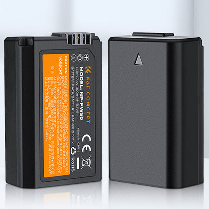 K&F Concept NP-FW50 (3-Pack / 2-Pack) 1100mAh Rechargeable Camera Battery Replacement and Triple / Dual Slot Charger Kit with USB Type-C / Micro B Input Fast Charging Ports for Selected Sony Cameras