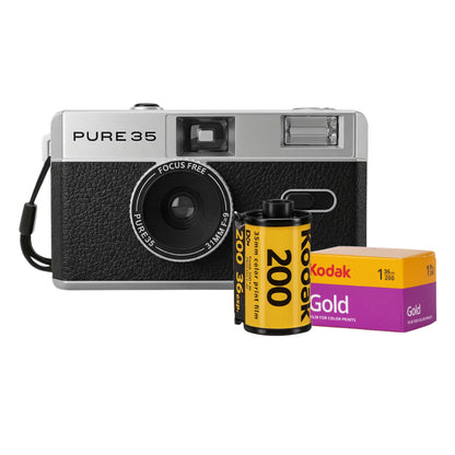 KODAK PURE35 Reloadable 35mm Point & Shoot Film Camera with Built-In Flash, Focus-Free Lens & Manual Film Winder