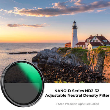 K&F Concept Variable ND Filter ND2-ND32 (1-5 Stops) Neutral Density no-D Optical Glass Lens Filters with Waterproof & Scratchproof Multi-Layer Protective Coating and Ultra-thin Frame for DSLRs and Mirrorless Cameras (Available in Sizes)