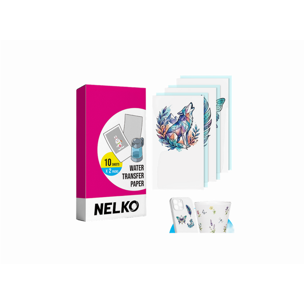 NELKO 20 Sheets 2x3" Water Transfer Print Paper for PP03 / FLOW Inkjet Printer with Coated Water Transfer Finish