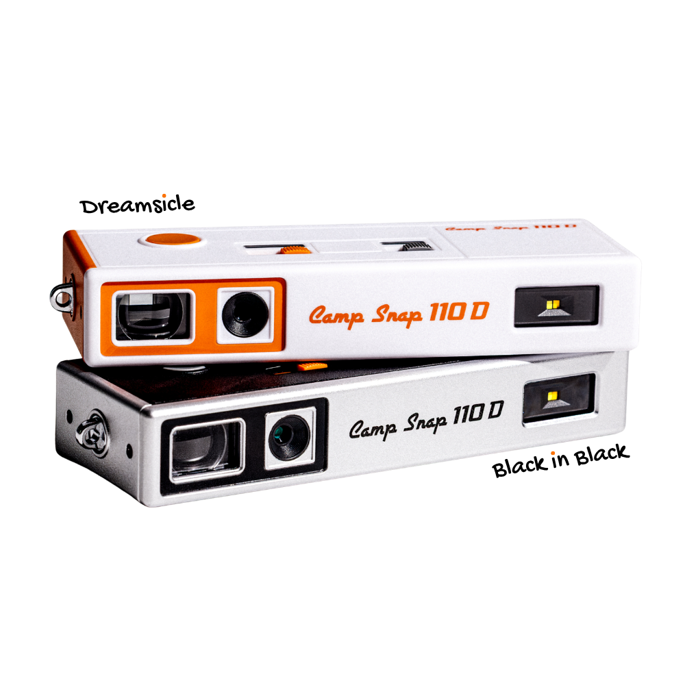 Camp Snap 110D Vintage Style Retro Screen-Free Digital Camera | Black in Black, Dreamsicle
