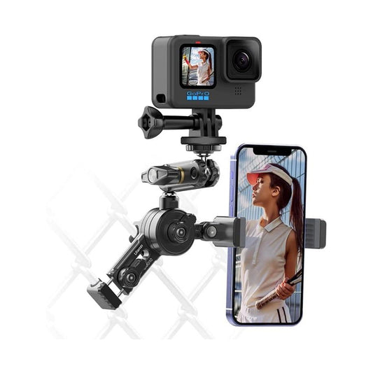 Ulanzi CM010 Fence and Net Video Aluminum Alloy Mount with C-Clamp with 360 / 180 Degree Pan and Tilt Rotation, fits 3.3" Smartphones for Max 900g Load Capacity for Sports Action Cameras