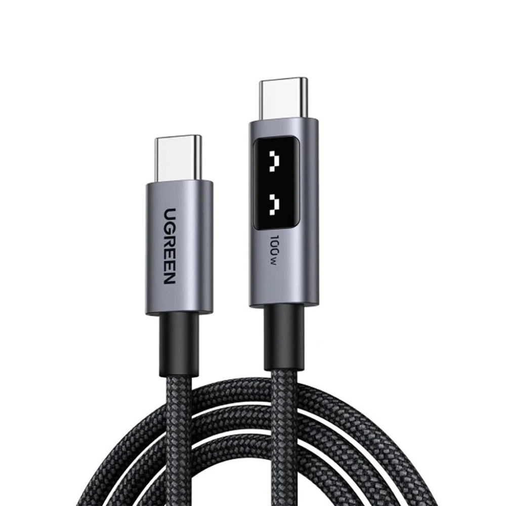 UGREEN UNO 0.5 Meter USB-C to USB-C 100W PD Fast Charging Cable with LED Emoji Display, 480Mbps Data Sync, E-Marker Smart Chip, Braided USB-C Male Cable for Laptop, Tablet, Smartphone and Gaming Devices | L509 (45612) | JG Superstore