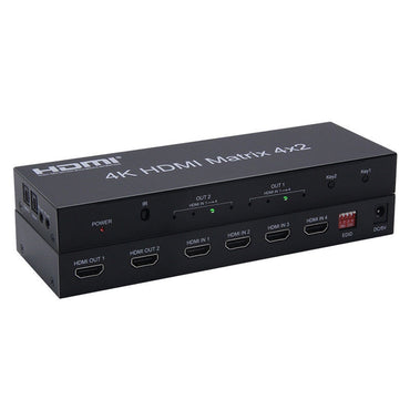 ArgoX 4x2 HDMI Matrix Video Switch Splitter with 4K 60Hz Ultra HD, IR, Supports 3D, 3.5mm Jack, Audio LPCM/Dolby/DTS 5.1 Channel | HDMX4X2-V2.0