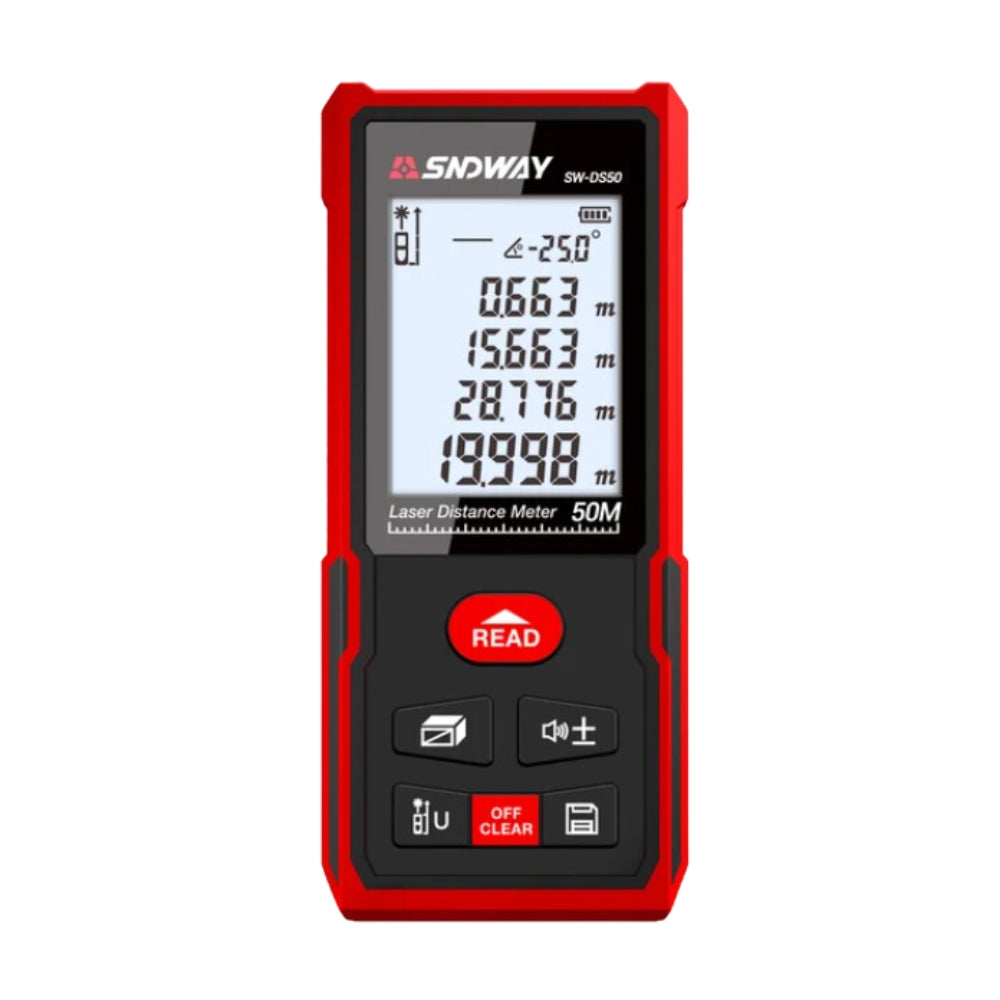 Sndway SW-DS50 Laser Rangefinder Distance Meter 50M with STM32 Chip 60 Degree Angle Sensor Backlight Supports and Waterproof
