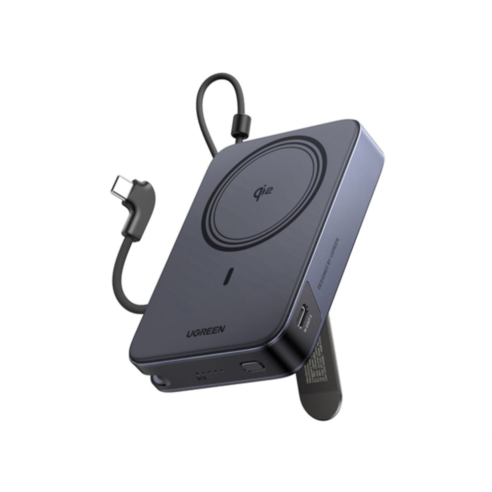 UGREEN MagFlow 10000mAh Qi2 15W Magnetic Wireless Power Bank 30W PD Built-In USB-C & Stand | PB568